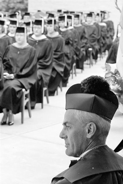 Bishop Jerome B. Hastrich and graduates of Edgewood College Commencement, Class of 1965.