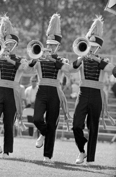 The annual Madison Drums on Parade is held at Breese Stevens Field after a parade around the Capitol Square. Shown are members of the Argonne Rebel drum and bugle corps from Great Bend, Kansas.