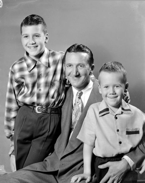 Group portrait of Pete O'Neil and his two sons.