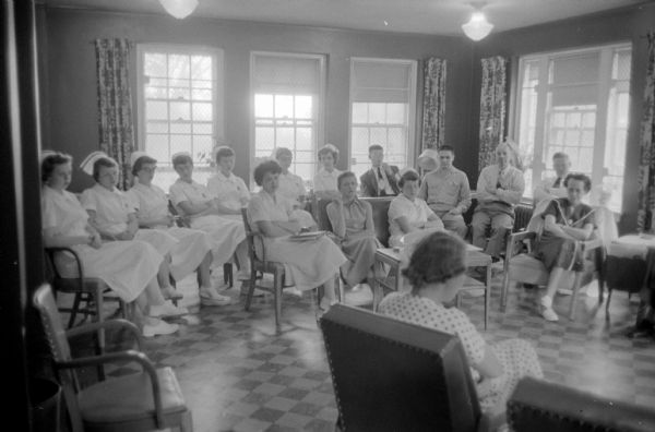 Nursing staff meeting at Mendota State Hospital.