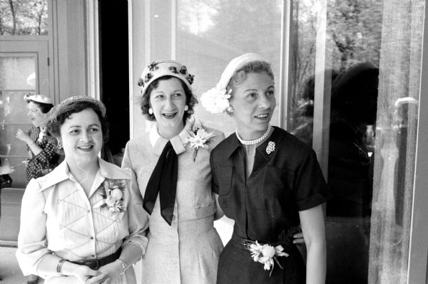 Three of the eight women who attended the Initial Gifts luncheon to launch a Madison Jewish Welfare Fund drive. From the left are Frances Weinstein, Virginia Epstein, and Tinney Epstein.