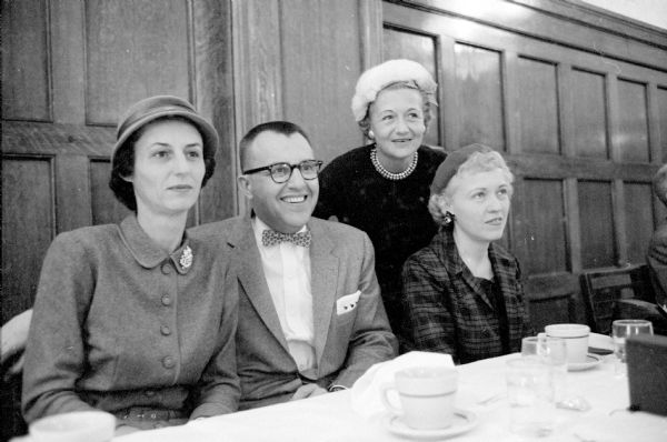 The main speaker at the meeting of the Dane County Republican Women's Club was Republican Second District Congressman Donald E. Tewes of Waukesha. Shown with him are (left to right): Dorothy Zimmerman, wife of the Secretary of State; Constance Holmquist, Club President; and Mrs. Tewes.