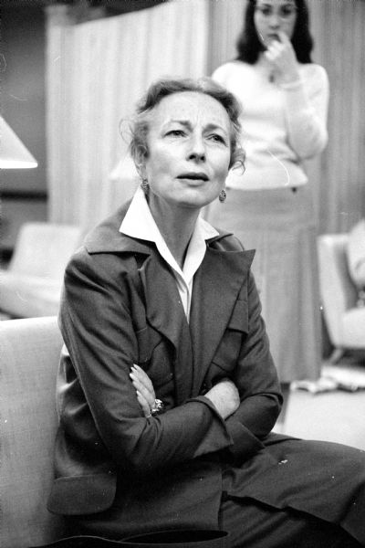 Portrait of actress Agnes Moorehead when she visited the University of Wisconsin.