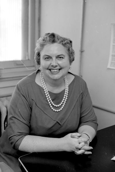 Portrait of Louise Marston, a writer for the Society Page of the <i>Wisconsin State Journal</i>.