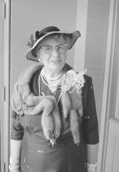 Portrait of Mildred Horne, who is the newly elected first vice-president of the Wisconsin Federation of Women's Clubs. She has served as president of the Madison Woman's club and chairman of several club departments. She will attend the national convention in Detroit in June.