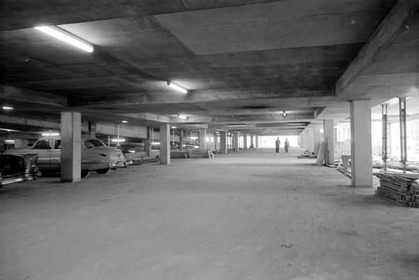 Interior view of the new Dane county parking ramp on the site of the old county courthouse at Main and Henry streets. The five-level, 700-car facility will open one floor at a time as the meters are adjusted and the area cleaned up.