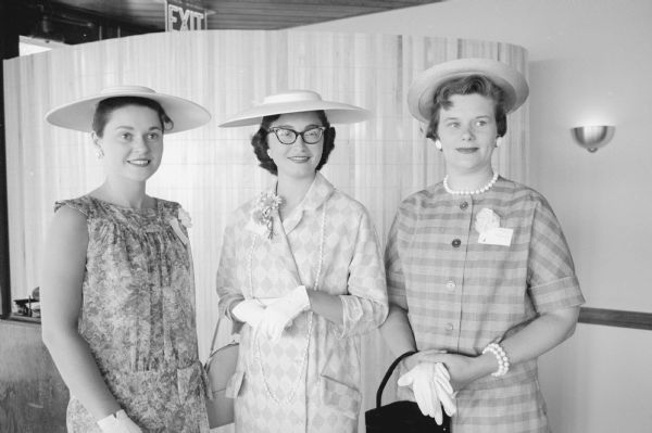 Members of the Who's New Club for new women residents of Madison held their annual spring luncheon at Nakoma Country Club. Shown are members of the club's membership committee, (L-R): Mrs. Richard Shropshire, 4710 Winnequah Road; Mrs. Donald Paske, 133 Harding Street; and Mrs. Evan Clingman, 401 Palomina Lane.    