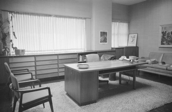 The office of Don Anderson, publisher of the <i>Wisconsin State Journal</i> and vice-president of the Badger Broadcasting Company.    