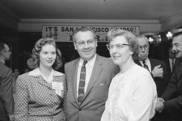 Three staff members of the Forest Products Research Society at the conference of the society in Madison. They are, from left: Claire Joyner, William Kluender, and Louise Dalton.