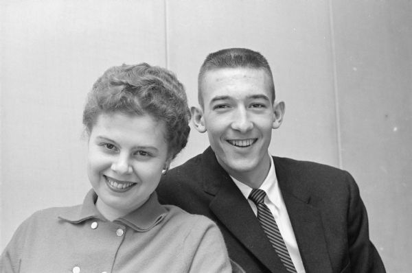 Homecoming queen and king for the University of Wisconsin. They are Donna Penn, Wausau, and Brian Kulas, Madison.