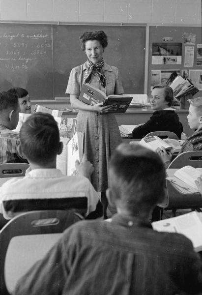 Paula Suomi in her seventh grade classroom at Cherokee Junior High. She is the mother of three.