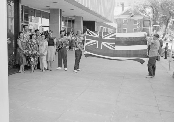 Madison mayor Ivan Nestigen declared a "Fiftieth State Day" in Madison to honor Hawaii's entry into the Union. A ceremony was held in front of the City-County building, including an honor guard and entertainers from Hawaii.