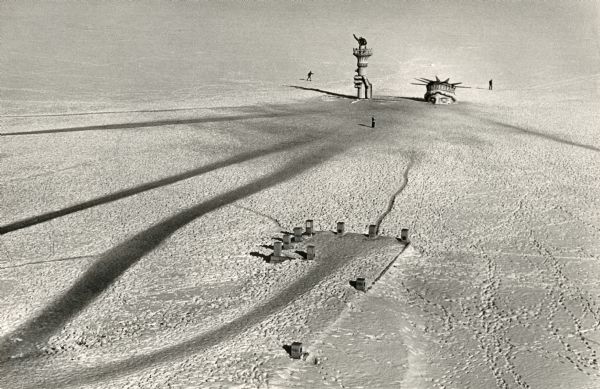 View of the sunken Statue of Liberty created by legendary University of Wisconsin student Leon Varjian.