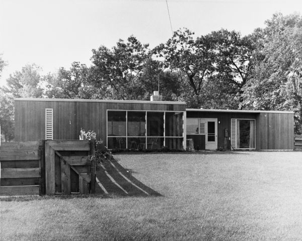 Arthur Boseler House, Keck and Keck Project #507. Project date 1954.  This photograph is taken showing the back of the Boseler house in Olympia Fields, Illinois.