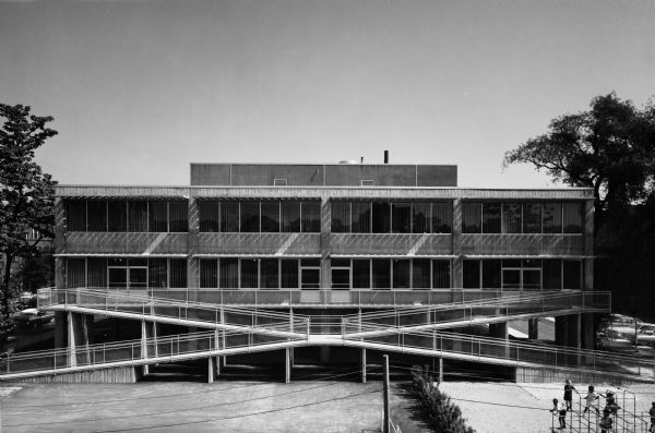 Chicago Child Care Society designed by the architectural firm Keck and Keck as Project #617 in 1963. This building was three stories built above grade. The Child Care Society headquarters housed administration, foster and medical care. 