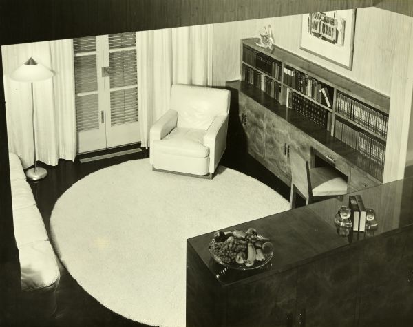 Herbert Brunig House, Keck and Keck Project #195. Project date 1935. Herbert, of the Charles Brunig Co., and his family of five lived in this 15 room home on Blackhawk Road in Indian Hills Estates, Wilmette, Illinois. Keck designed 26 homes in Indian Hills, but it was only the last in the development, the Brunig house, that was designed in the International Style.