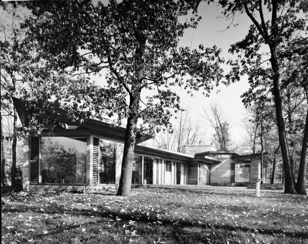The Abel and Mildred Fagen House was designed by the architectural firm Keck and Keck as Project #387 in 1948. This is a photograph of the back of the Fagen house in Lake Forest, Illinois. The Fagens were very active in the Chicago arts community and interested in cubist art. Salvador Dali created portraits of both Abel and Mildred. 