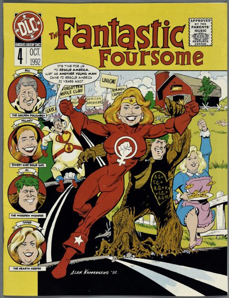 Cover of a presidential political campaign comic book. The writer is Larry Doyle, and the illustrator is Alan Kupperberg.