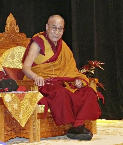 His Holiness, the Dalai Lama during his talk at the Masonic Temple. 

