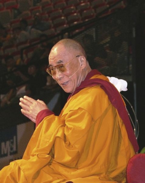 His Holiness, the Dalai Lama at the Long Life Celebration (Tenshug) at the Dane County Coliseum.