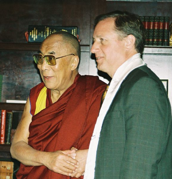 His Holiness, the Dalai Lama with Madison Mayor Dave Cieslewitz at the Madison Club.