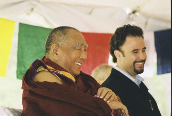 Geshe L Sopa with the Architect of Design, Eric Vogel, at the dedication of the new Deer Park Temple.