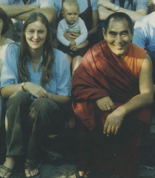 Geshe L Sopa, Kalleen Mortensen, and baby Sophi Atkins, Deer Park Buddhist Center.