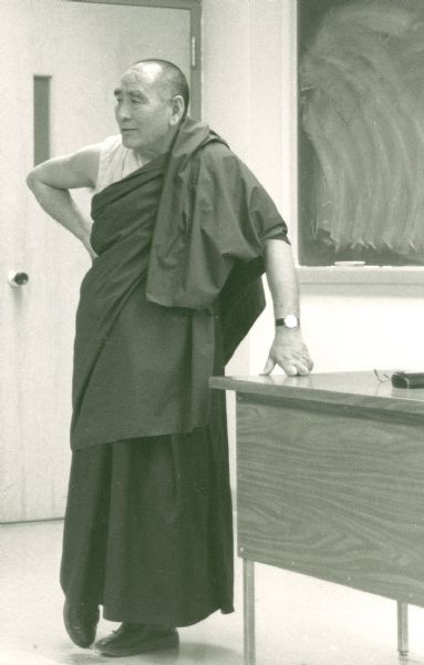 Professor Geshe L Sopa in the classroom at the UW-Madison Buddhist Studies Department.