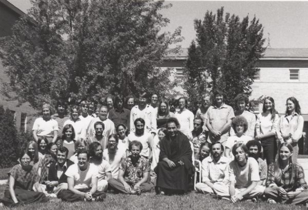 Geshe L Sopa and Deer Park Buddhist Center summer seminar participants at the course held at St. Benedict Monastery.