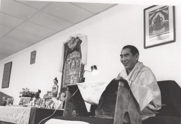 Geshe L Sopa teaching the annual Deer Park Buddhist Center summer seminar at St. Benedict Monastery.