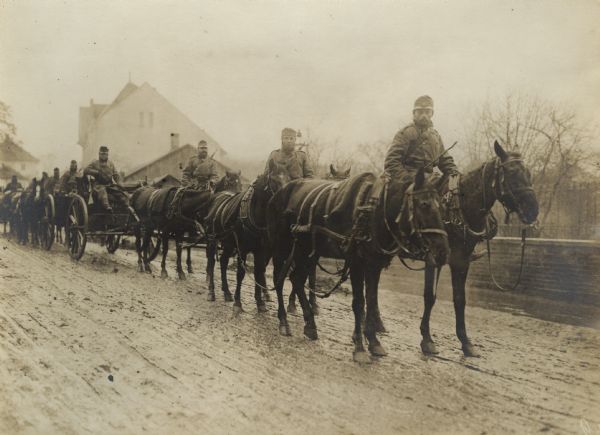 Austrian ammunition column on the march in Poland during World War I.