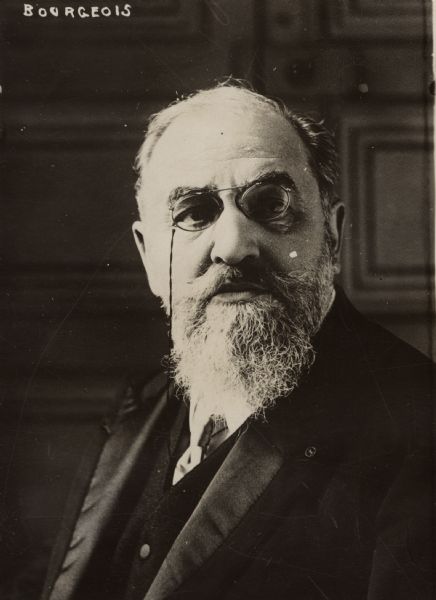 Quarter-length portrait of French statesman Leon Bourgeois. 
