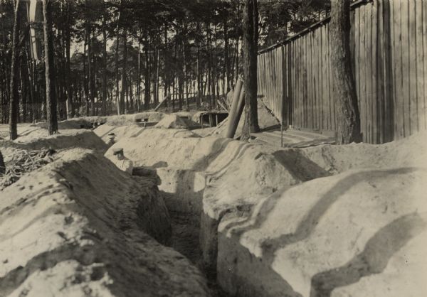 A view of model trenches, built in Berlin by convalescing German soldiers.  These were used both for training and for exhibition.