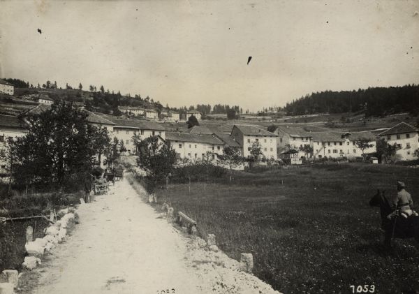 View of town of Lavarone in the southwest battlefront. 