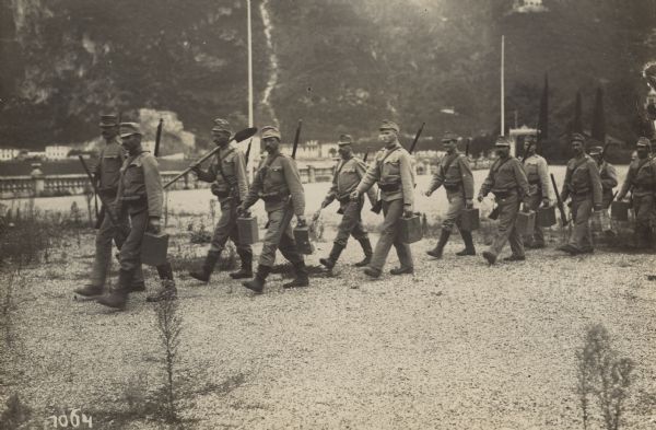 Detachment of Austrian sappers going to work to remove mines.