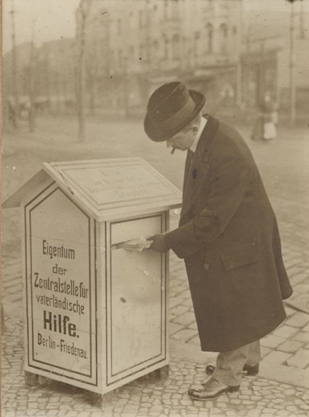 Collection point in Berlin for cigars and newspapers for distribution to soldiers. 