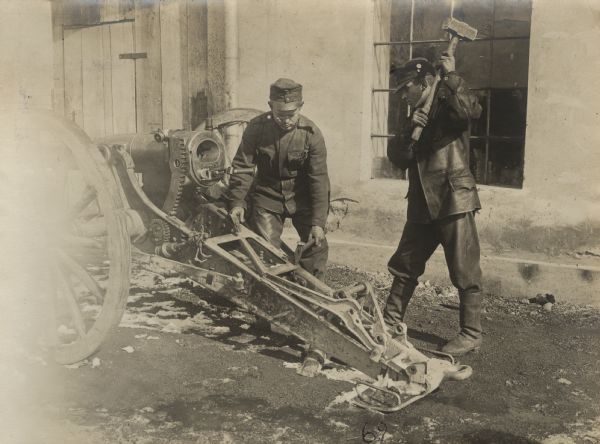At a "cannon hospital" on the Carpathian front. Even the best constructed artillery pieces must be refurbished from time to time.  That is why the introduction of "cannon hospitals" near the front is one of the best innovations of modern warfighting practice.