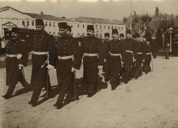 Turkish naval officers in formation.