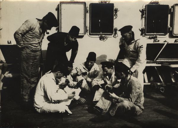 German sailors at rest on the <i>Sultan Javus Selim</i>.