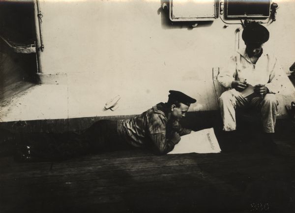 German sailors relaxing on the <i>Sultan Javus Selim</i>.