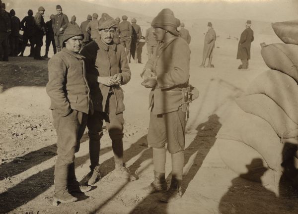 Turkish soldiers chatting in the camp during a break.