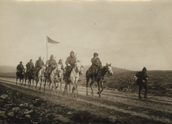 Turkish cavalry patrol in the desert.