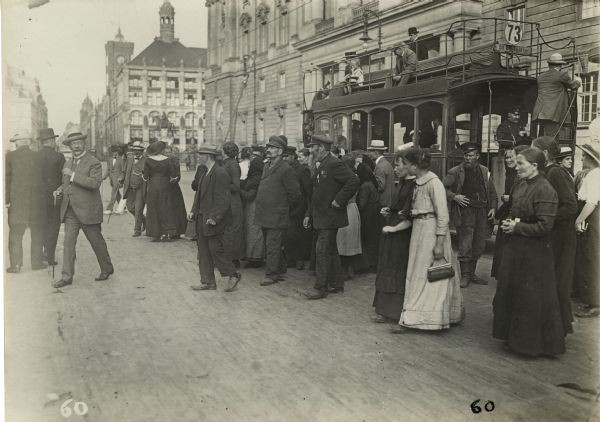 East Prussian refugees in Berlin. On the way to the Dom (cathedral).