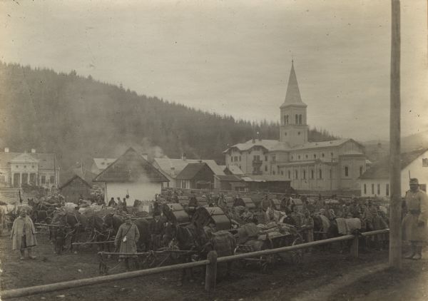 Austrian field kitchens and bakeries preparing to march out.