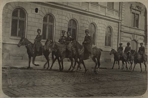 Original photograph of the first Russians to enter Czernowitz (Chernivtsi).