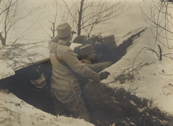 Snowy trenches in Bukowina.