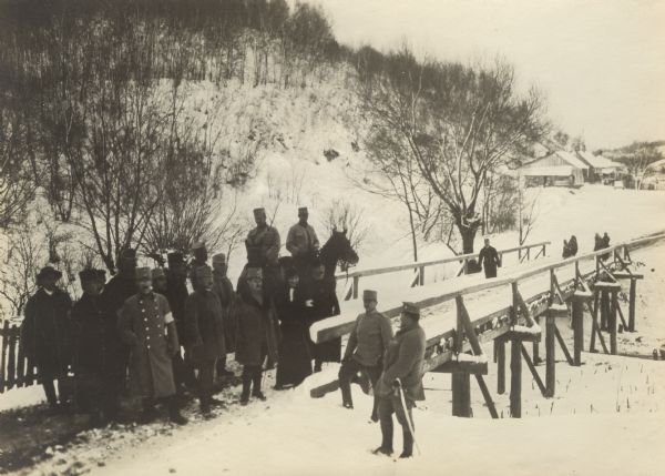 Emergency bridge over the Pruth (River) near Sanda Gora.