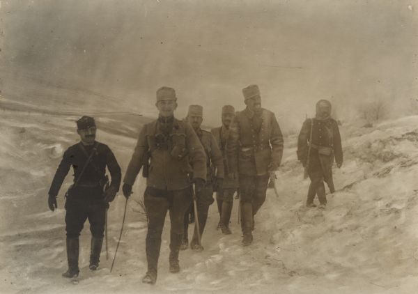 Austrian soldiers on patrol in Bukowina.
