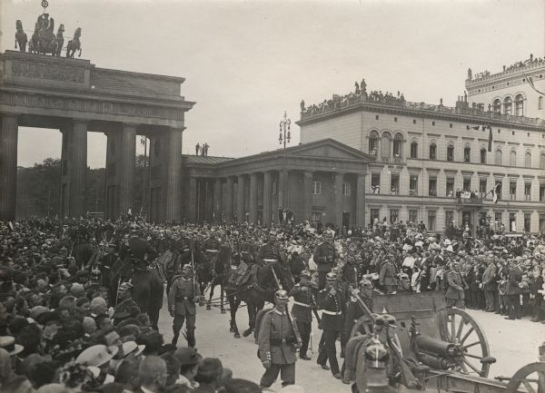 Parade of captured equipment through the Brandenberg Gate.
