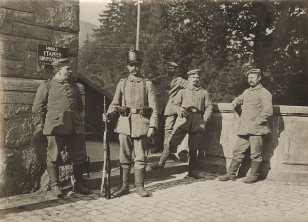 German guard post in front of the city hall in Schirmeck in Alsace.